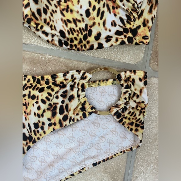 Victoria Secret  34D S Very Sexy Rio Twist Jungle Cat Bandeau Bikini - Picture 2 of 7